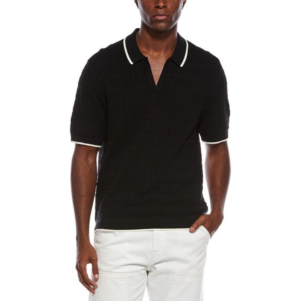 Civil Society Mens  Palani Relaxed Fit Zigzag Purl Stitch Shirt, Black
